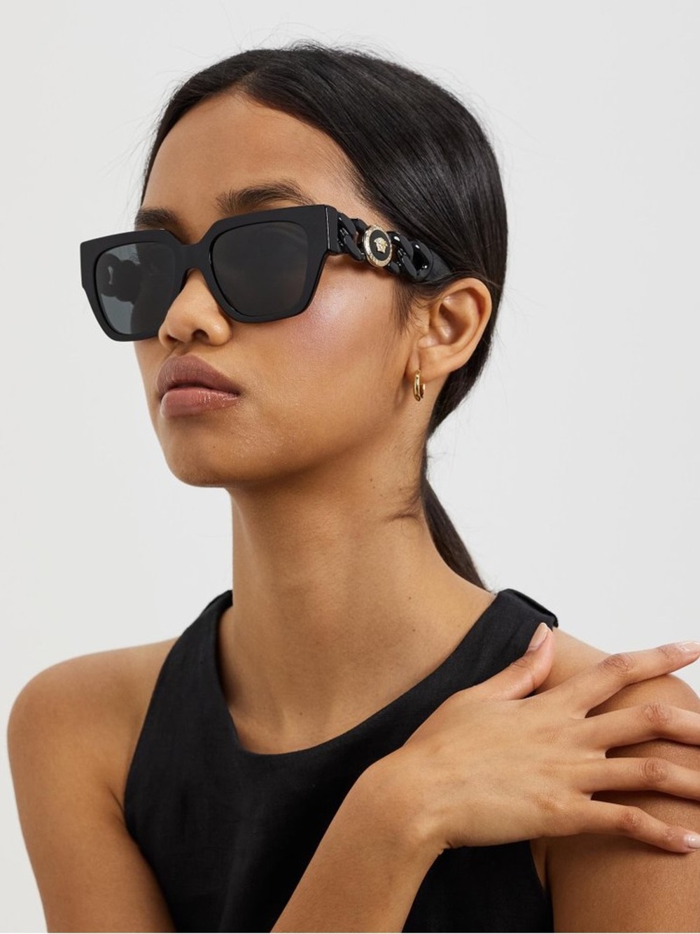 NWT Versace Black Square Frame Medusa Motif Sunglasses New in Box Authentic - Picture 16 of 16